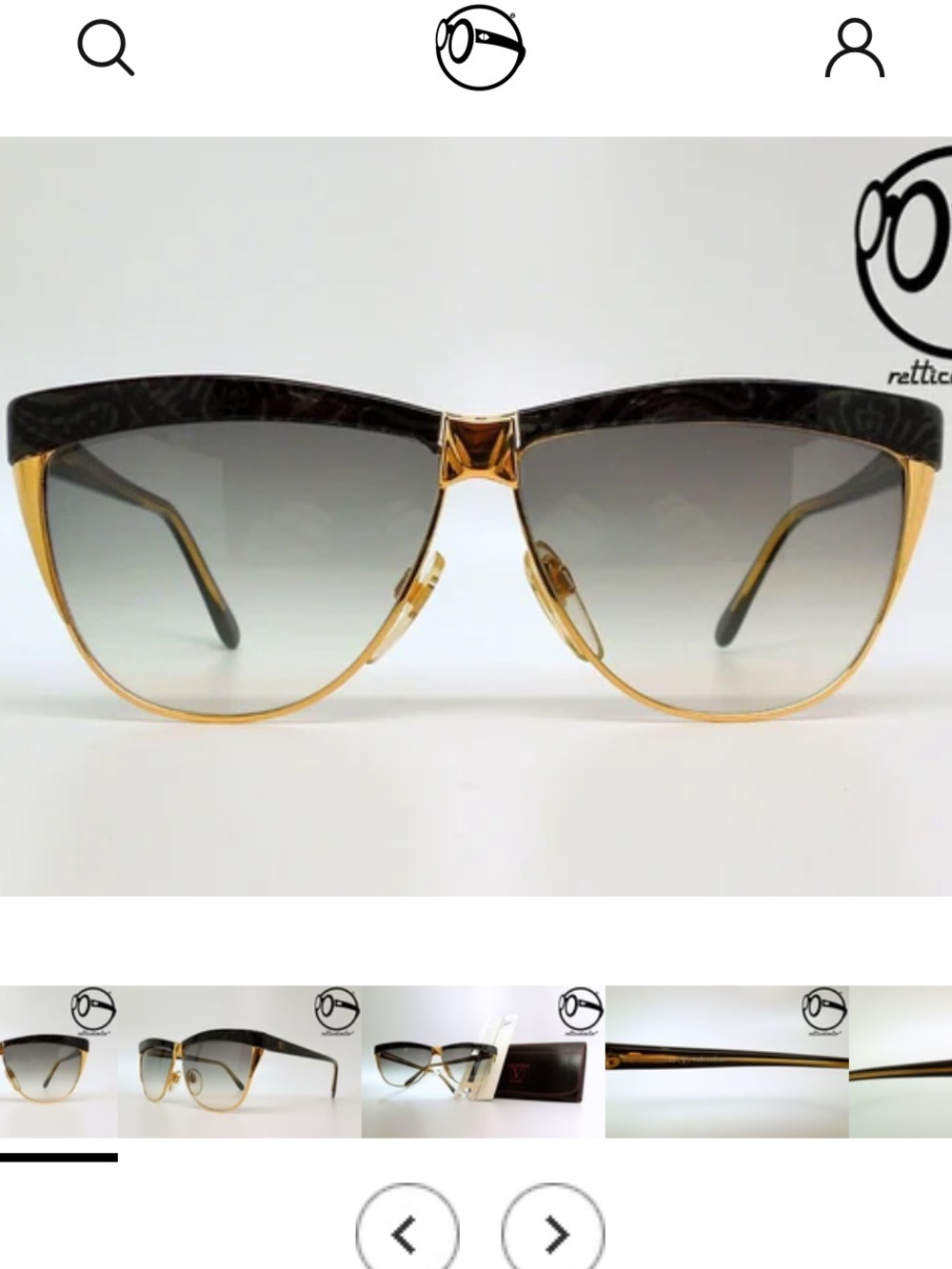 Vintage 1970s Valentino Two-Tone Cat-Eye Sunglasses in Black and Gold RARE - Picture 3 of 12